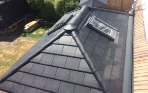 Dark tiled conservatory roof