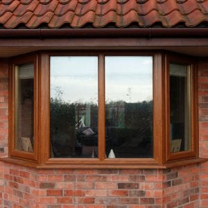 Oak effect bow window