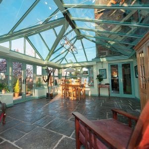 uPVC orangery with hard tiled flooring