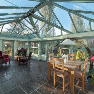 uPVC orangery with hard tiled flooring